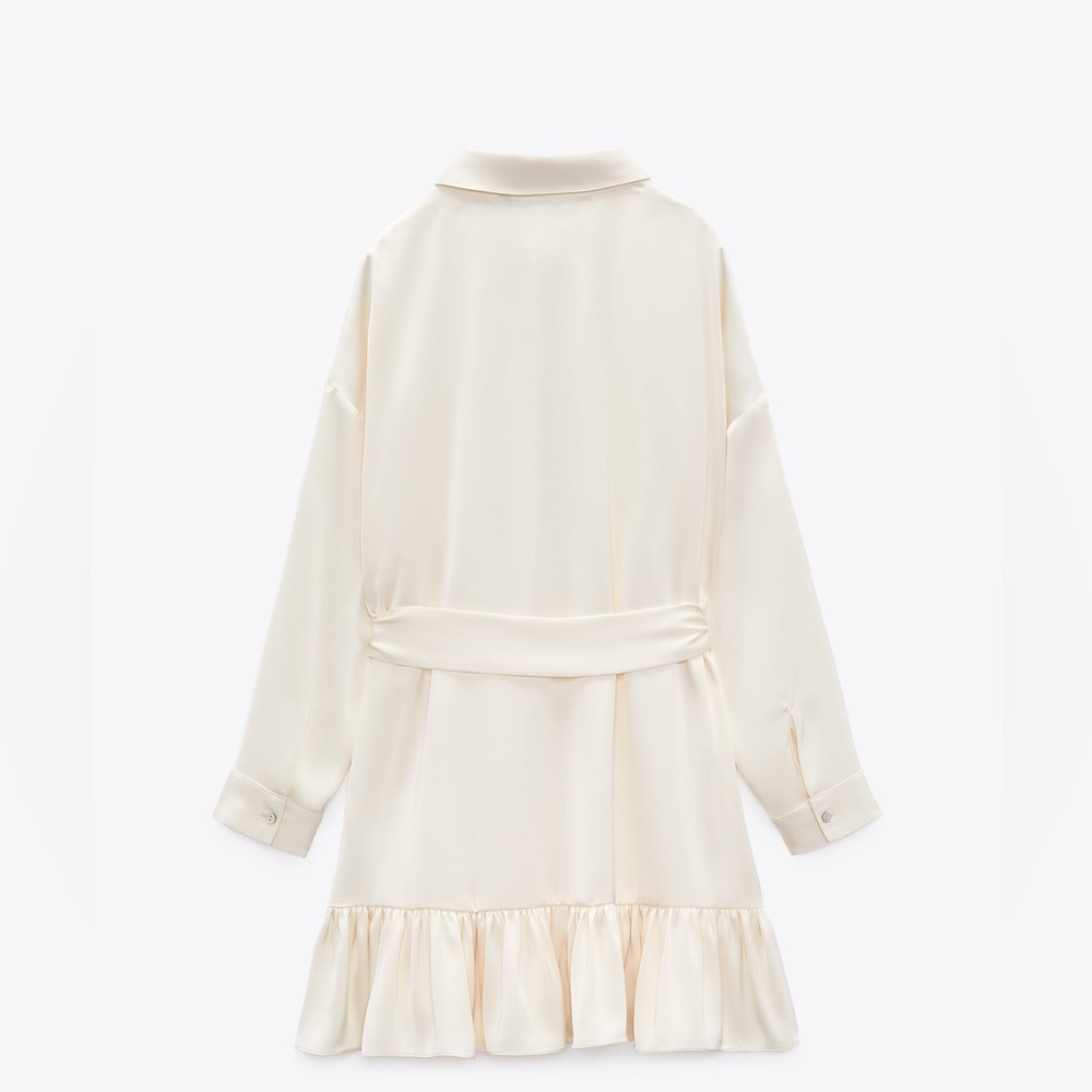 Zara Ruffled Satin Dress - Picture 3 of 4